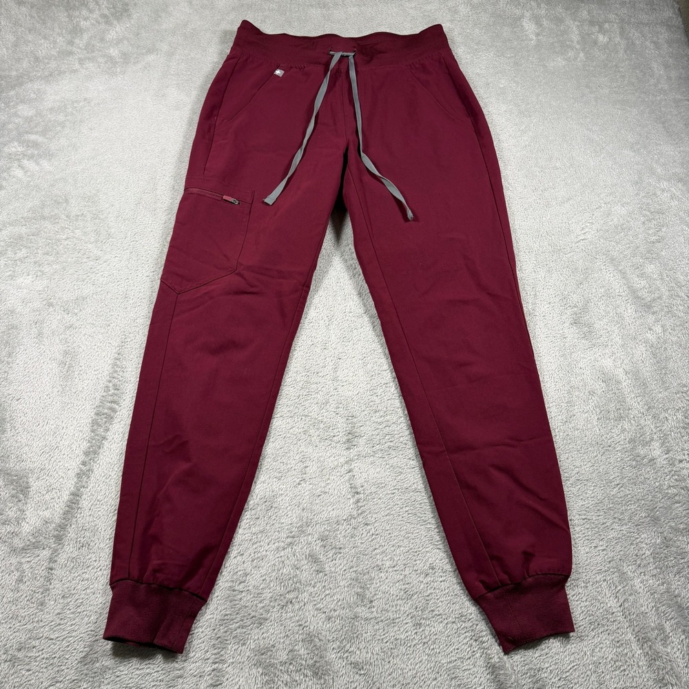FIGS Zamora Jogger Scrub Pants Womens XS Burgundy Drawstring Pocket
